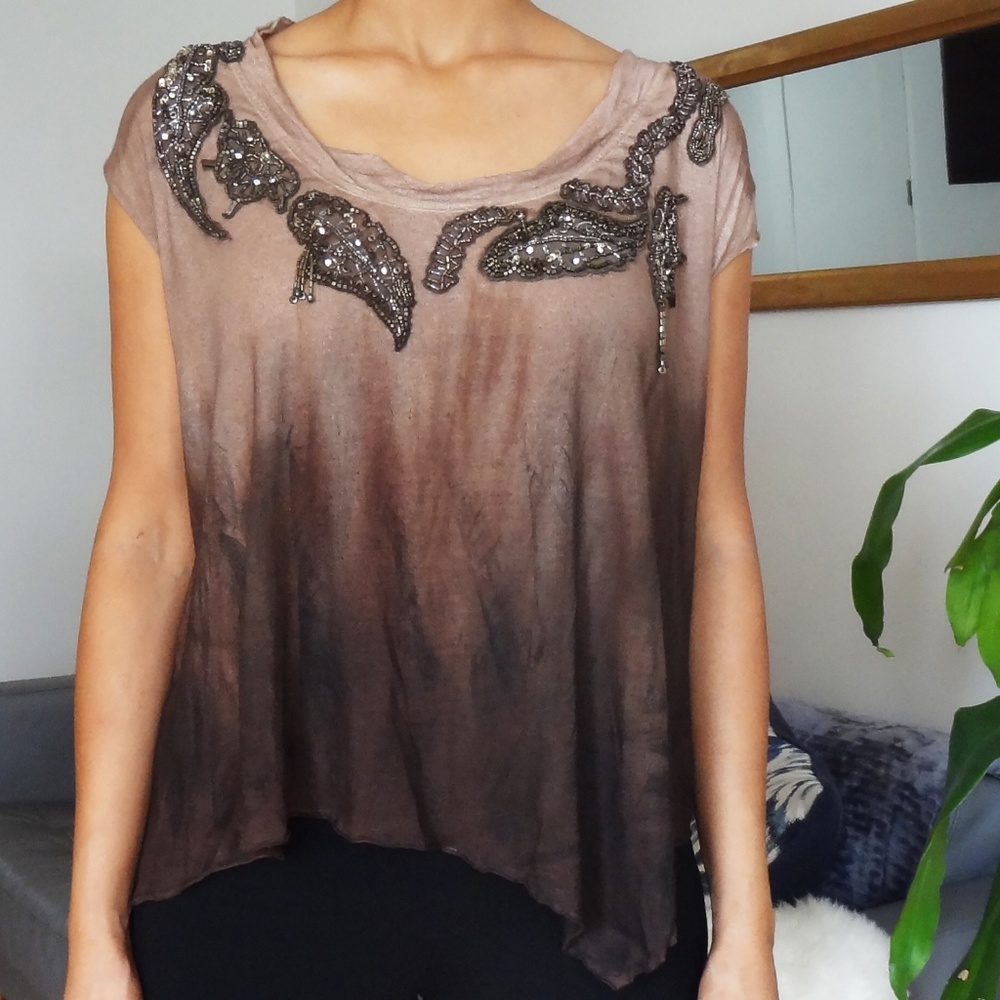 All Saints Ombre Dye Embroidered Top